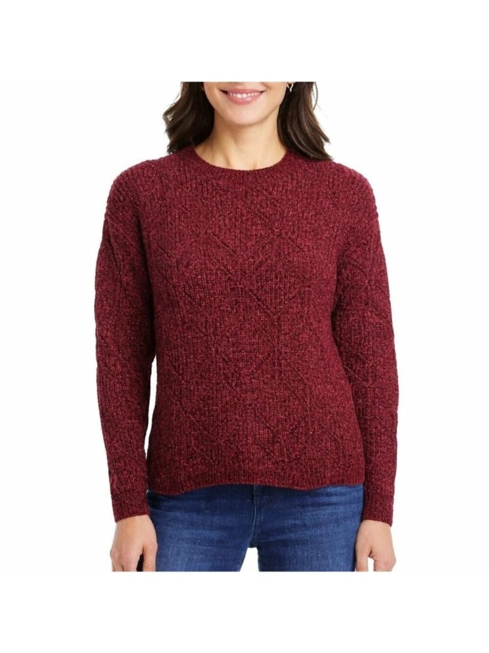 NWT Weatherproof Vintage Women's L Chenille Sweater Red Textured Knit